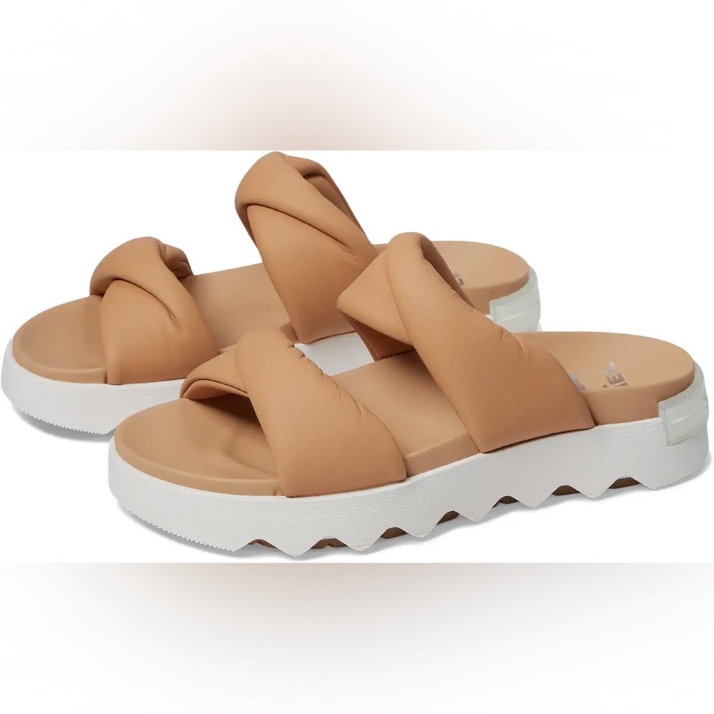 NWOT Sorel Viibe Twist Slide Women’s Flat Sandal in Honest Beige/Sea Salt Size 9
